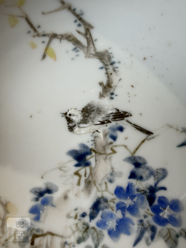 清光绪 浅绛彩花鸟纹盘 - 图9
